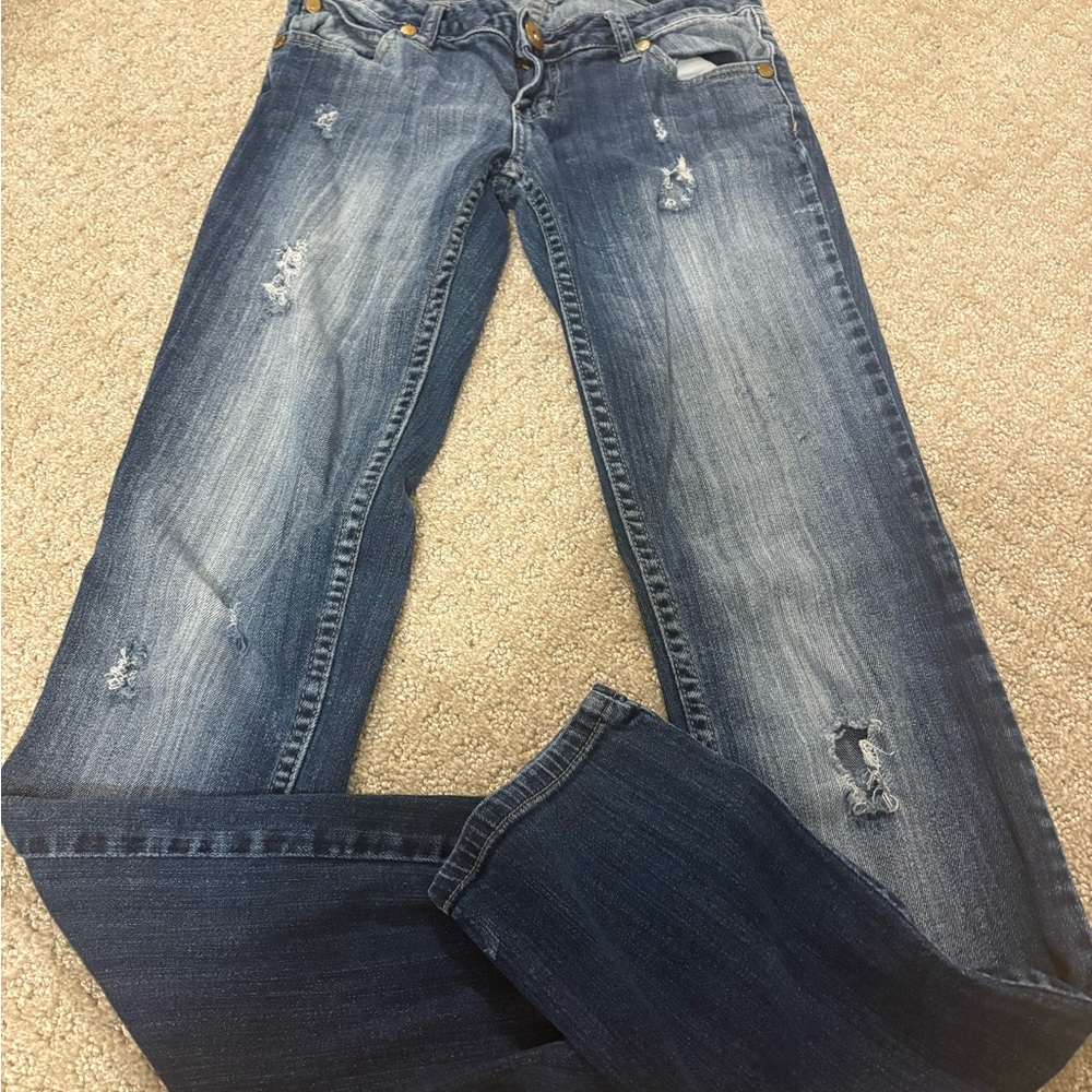 Women's Distressed Blue Jeans
